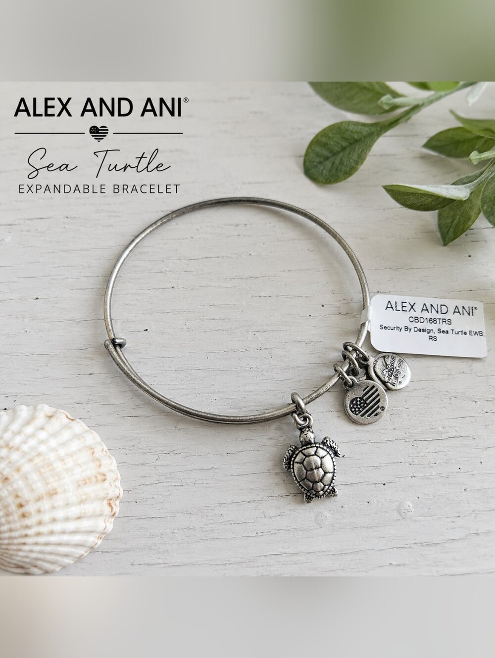 Alex and Ani Sea Turtle Expandable Bangle Bracelet – Silver Finish